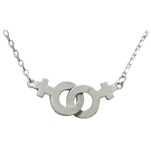 Interlocking lesbian pride necklace