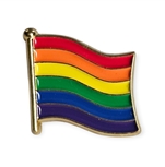 Rainbow wavy flag pin